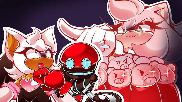 Thumbnail art I did for LeahFantasies Sonic PIGGY ROBLOX video! Go check it out!
